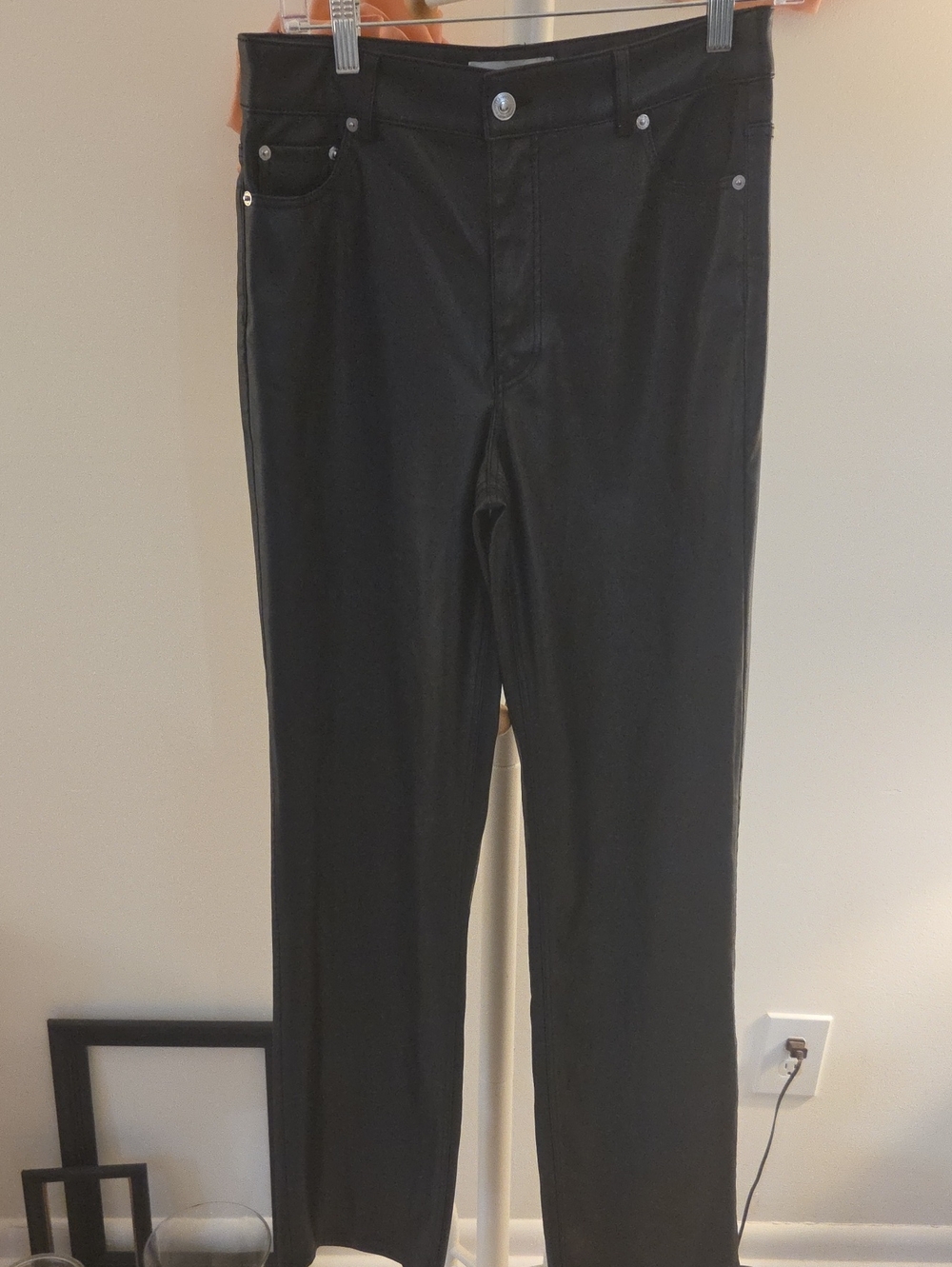 Zara Women Black Slim Faux Leather Pants Size 6